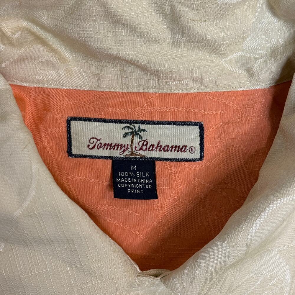 Tommy Bahama Silk Shirt Men’s M Beige Green Floral VTG Button Up Casual Aloha - Picture 16 of 16